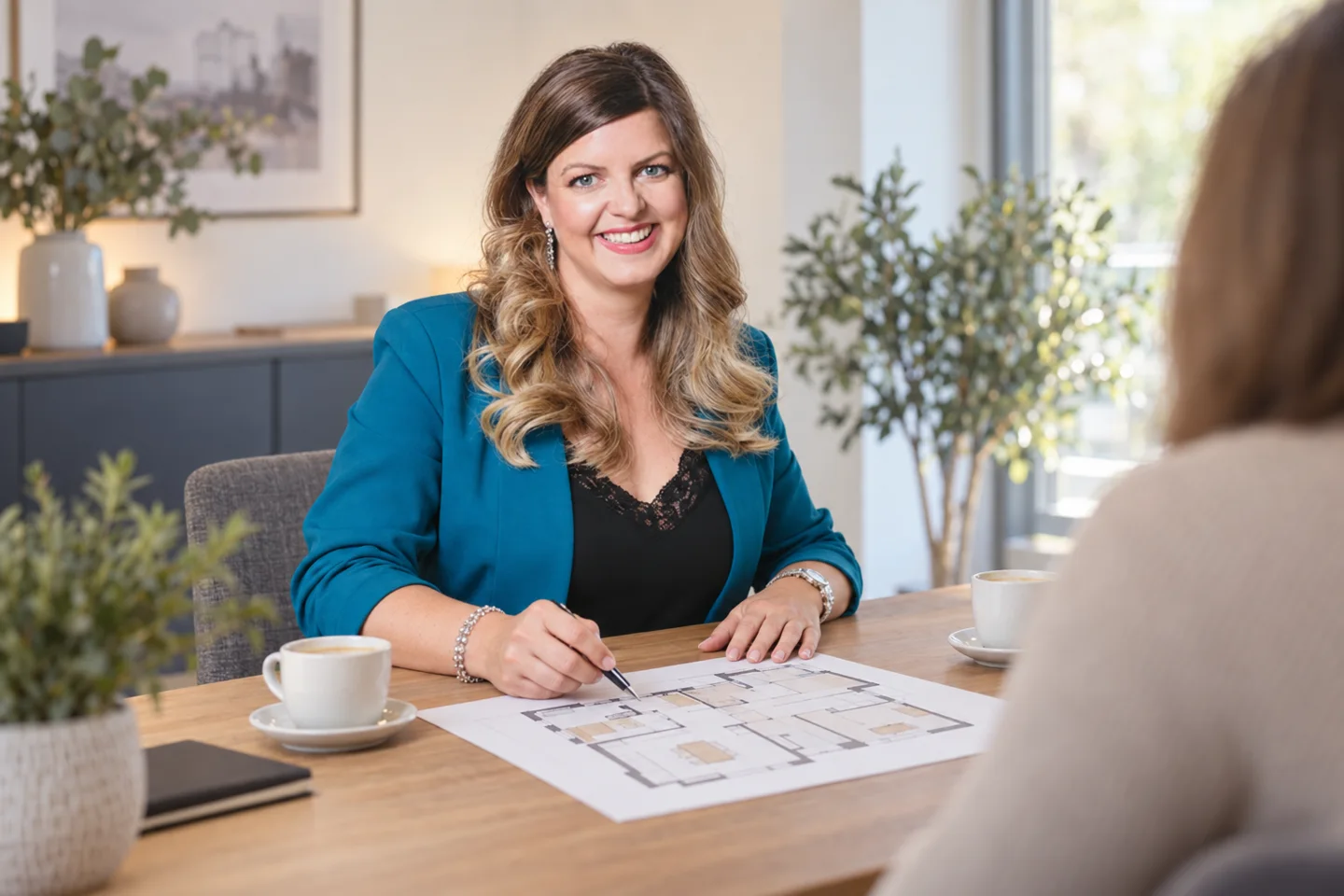 KI-Visualisierung einer Beratungssituation mit Vanessa Ladwig.